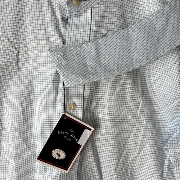 Essex Signature Collection Riding Show Hunt Shirt Blue Check Cotton Size 38 NWT - Picture 2 of 7